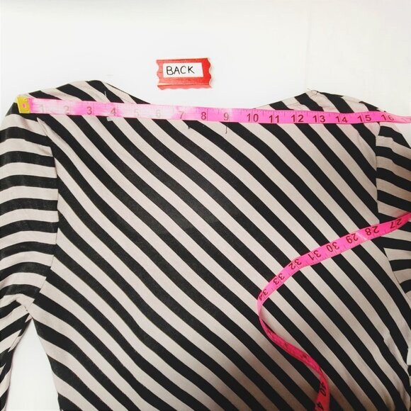 Cotton Long Sleeve Black And White Stripe Tunic Top - Picture 6 of 10